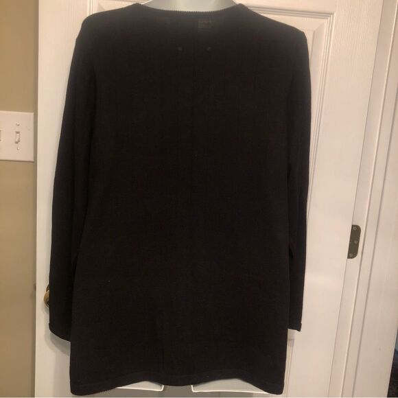 Quacker Factory Size XL Silk Blend Beaded V-Neck Black Sweater Top - Picture 3 of 9